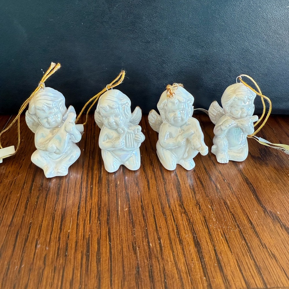 Ganz Porcelain‎ Glazed Cherub Angels Hanging Ornaments set of 4